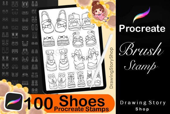 100 Procreate Shoes Stamps Brushes for Digital Artists