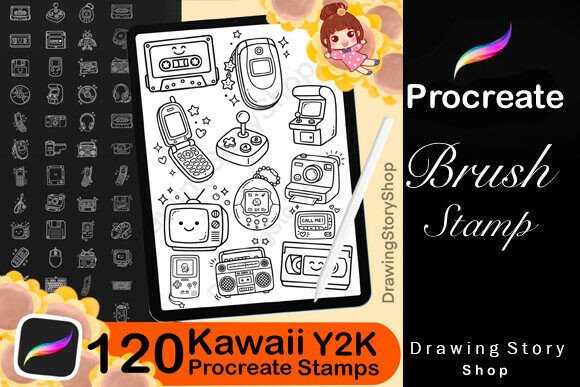 120 Y2K Procreate Stamps Brushes