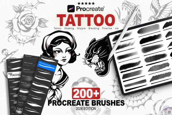 200 Procreate Tattoo Brushes: A Digital Artist’s Toolkit for Realistic Ink Work