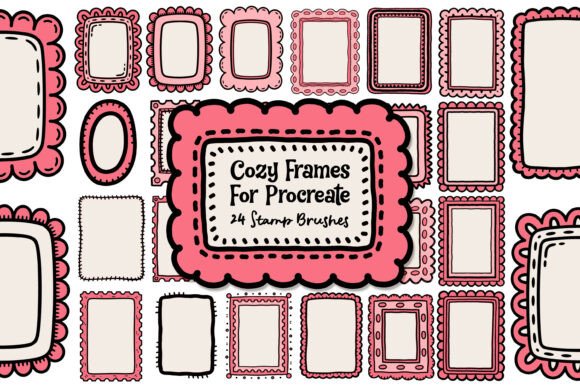 24 Procreate Frame Stamp Brushes β Crisp, Cozy, and Creative