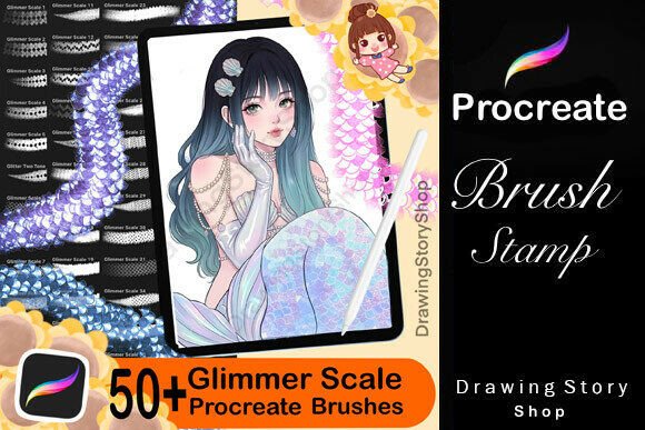 50 Procreate Glimmer Scale Brushes: Enhancing Digital Art with Texture and Shine