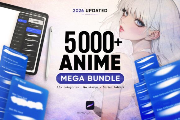 5000 Procreate Brushes Anime Mega Bundle
