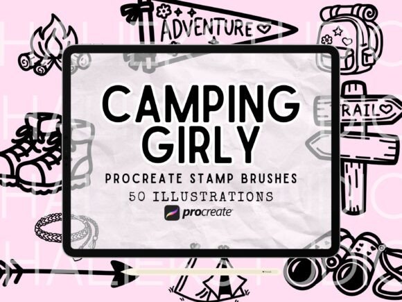 Camping Girly Procreate Brushes Set: Cute & Consistent Illustrations for Creative Projects
