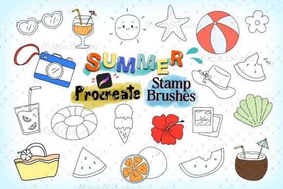 Enhance Your Digital Art with Summer Procreate Stamp Brushes